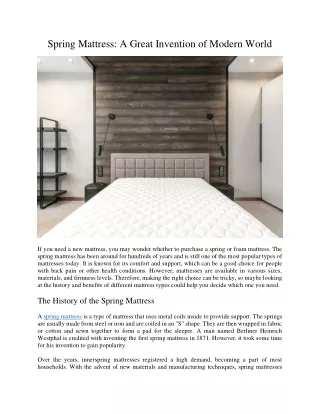 spring mattress a great invention of modern world