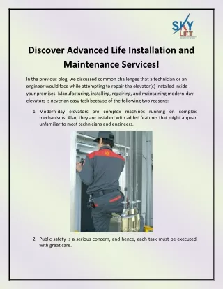 Lift Installation Services in Rajasthan