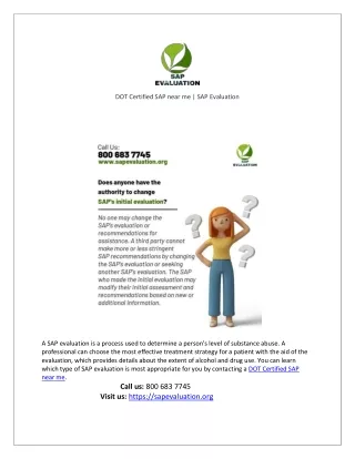 dot certified sap near me sap evaluation