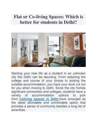 flat or co living spaces which is better