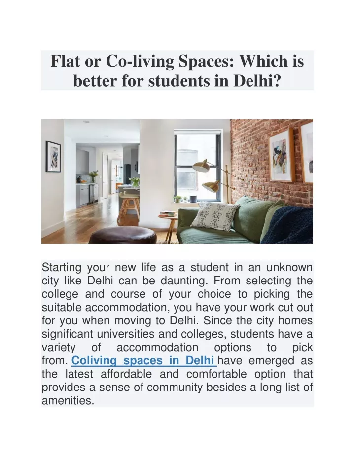 flat or co living spaces which is better