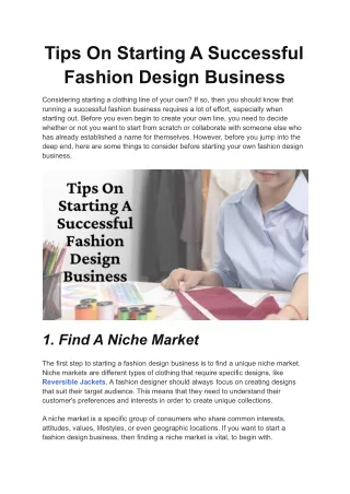 Tips On Starting A Successful Fashion Design Business