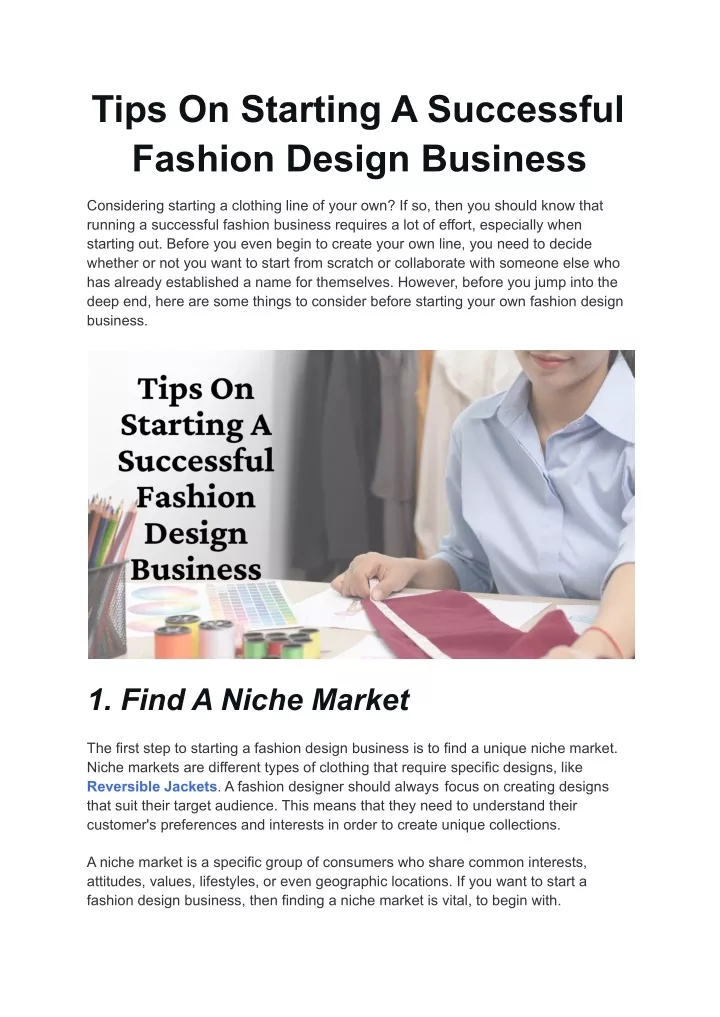 tips on starting a successful fashion design