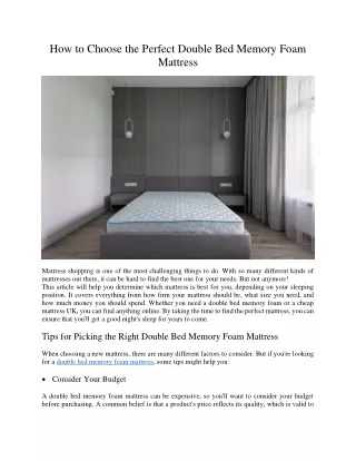 how to choose the perfect double bed memory foam