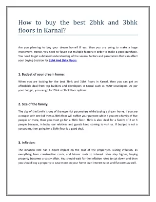 how to buy the best 2bhk and 3bhk floors in karnal