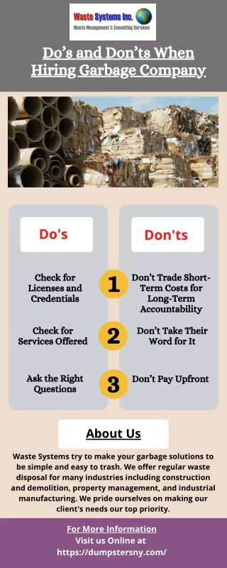 Do’s and Don’ts When Hiring Garbage Company
