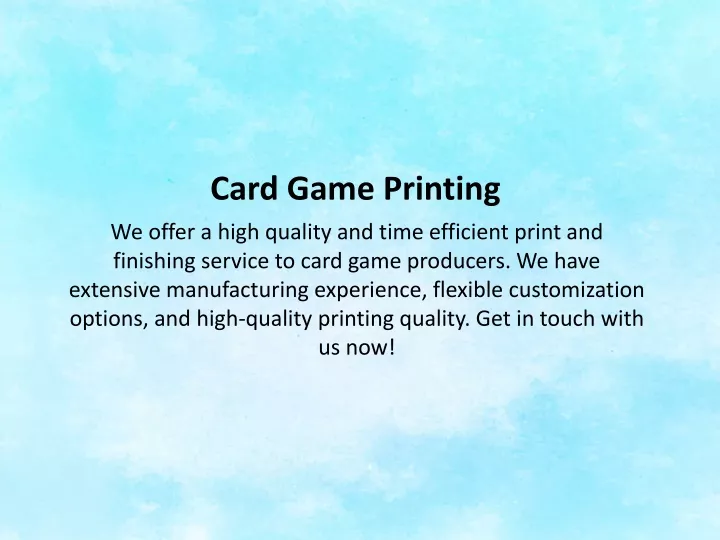 card game printing