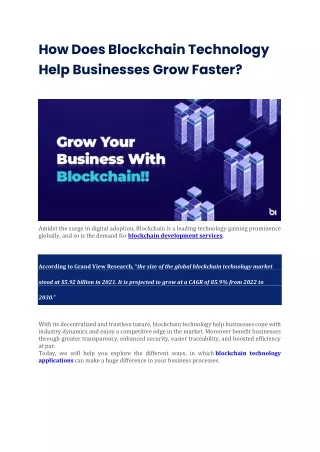 How Does Blockchain Technology Help Businesses Grow Faster