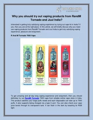 why you should try out vaping products from randm
