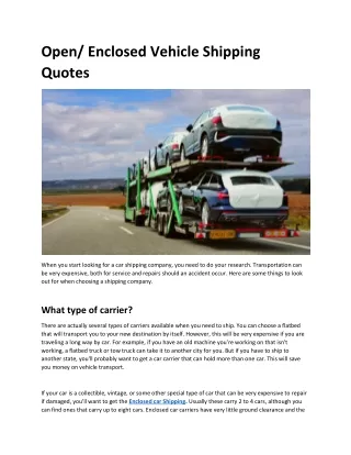 Open and enclosed Vehicle Shipping