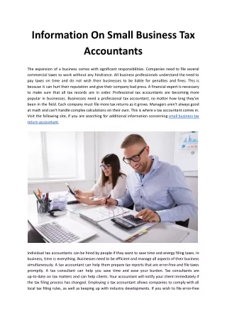 Information On Small Business Tax Accountants