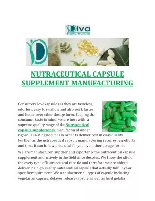 nutraceutical capsule supplement manufacturing