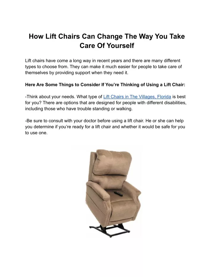 how lift chairs can change the way you take care