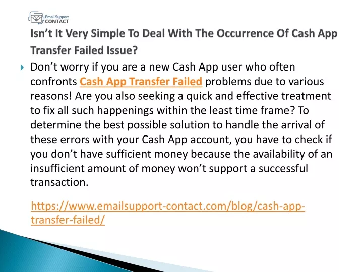 isn t it very simple to deal with the occurrence of cash app transfer failed issue