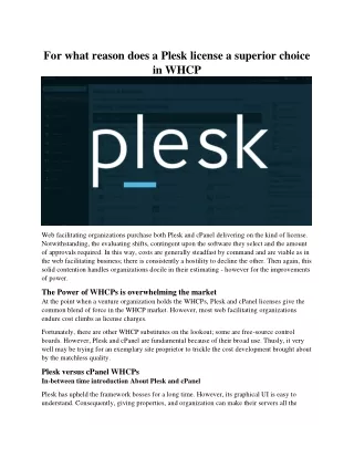 for what reason does a plesk license a superior