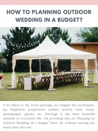 How to Planning Outdoor Wedding in a Budget
