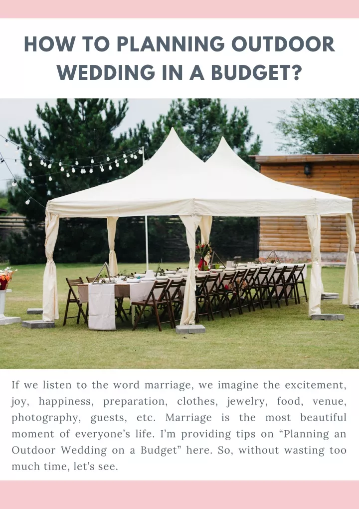 how to planning outdoor wedding in a budget