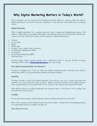 why digital marketing matters in today s world