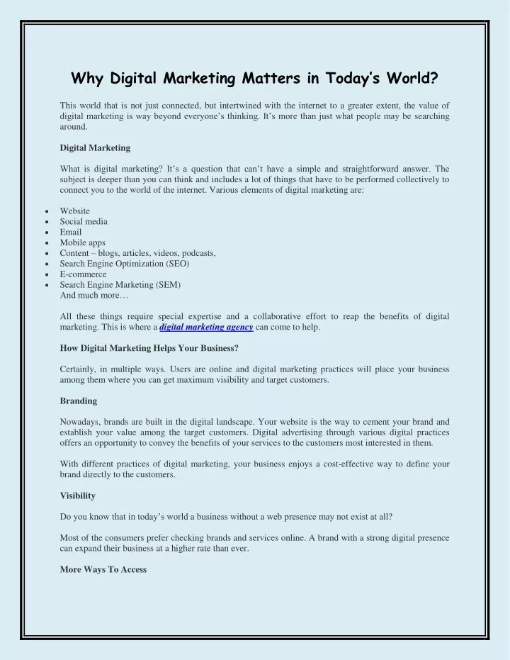why digital marketing matters in today s world