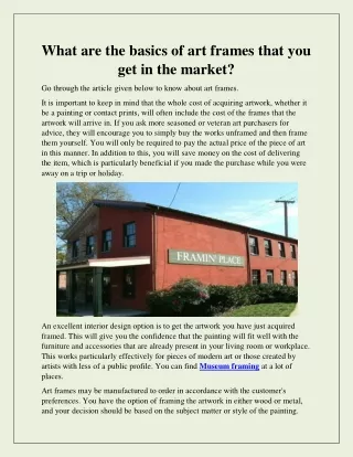 What are the basics of art frames that you get in the market?