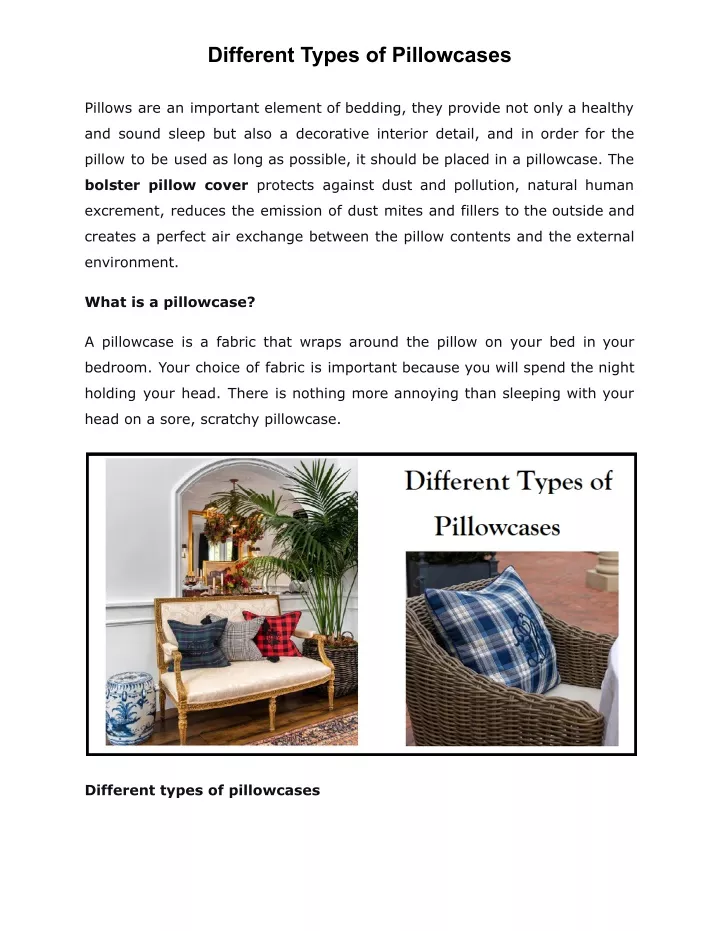 different types of pillowcases