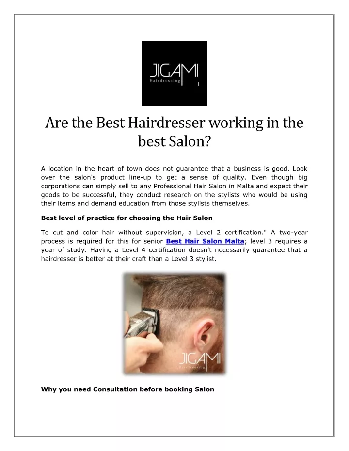 are the best hairdresser working in the best salon