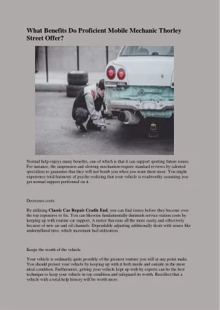what benefits do proficient mobile mechanic
