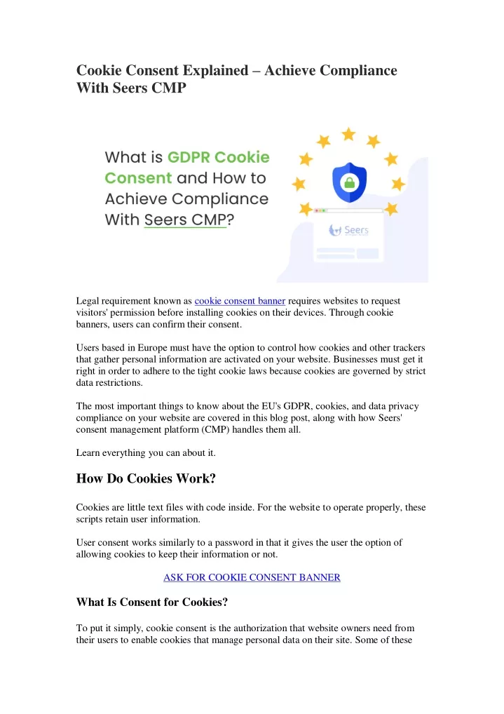 cookie consent explained achieve compliance with