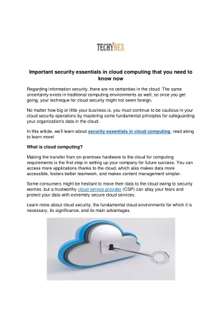 important security essentials in cloud computing