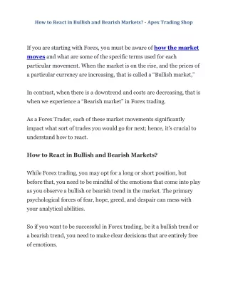 How to React in Bullish and Bearish Markets - Apex Trading Shop