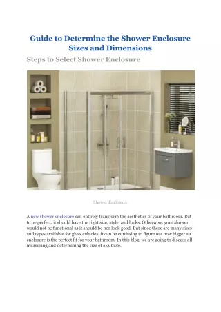 guide to determine the shower enclosure sizes