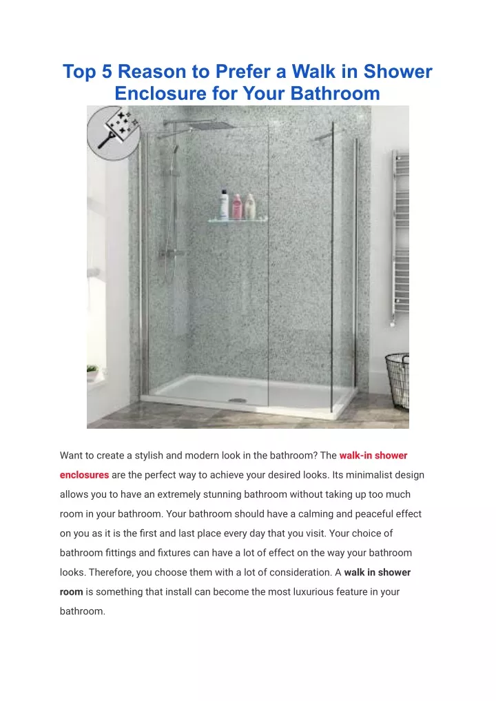 top 5 reason to prefer a walk in shower enclosure