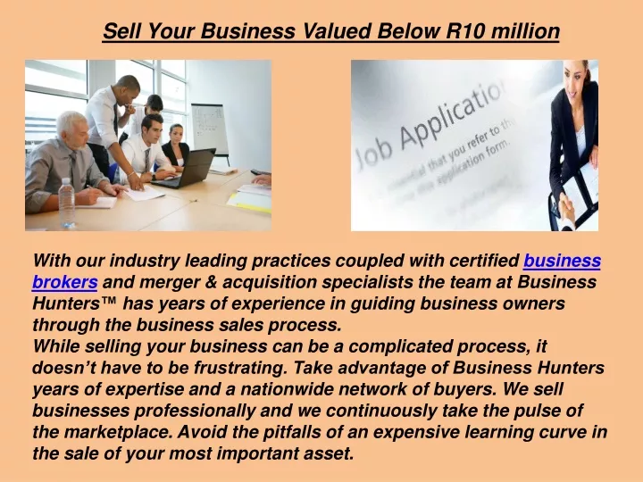 sell your business valued below r10 million