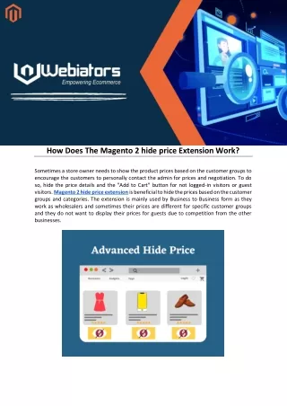 how does the magento 2 hide price extension work