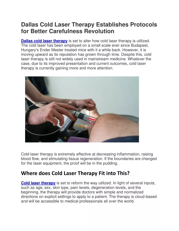 dallas cold laser therapy establishes protocols