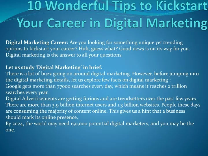 10 wonderful tips to kickstart your career in digital marketing