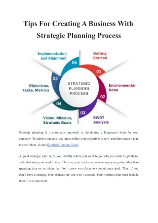 Tips For Creating A Business With Strategic Planning Process