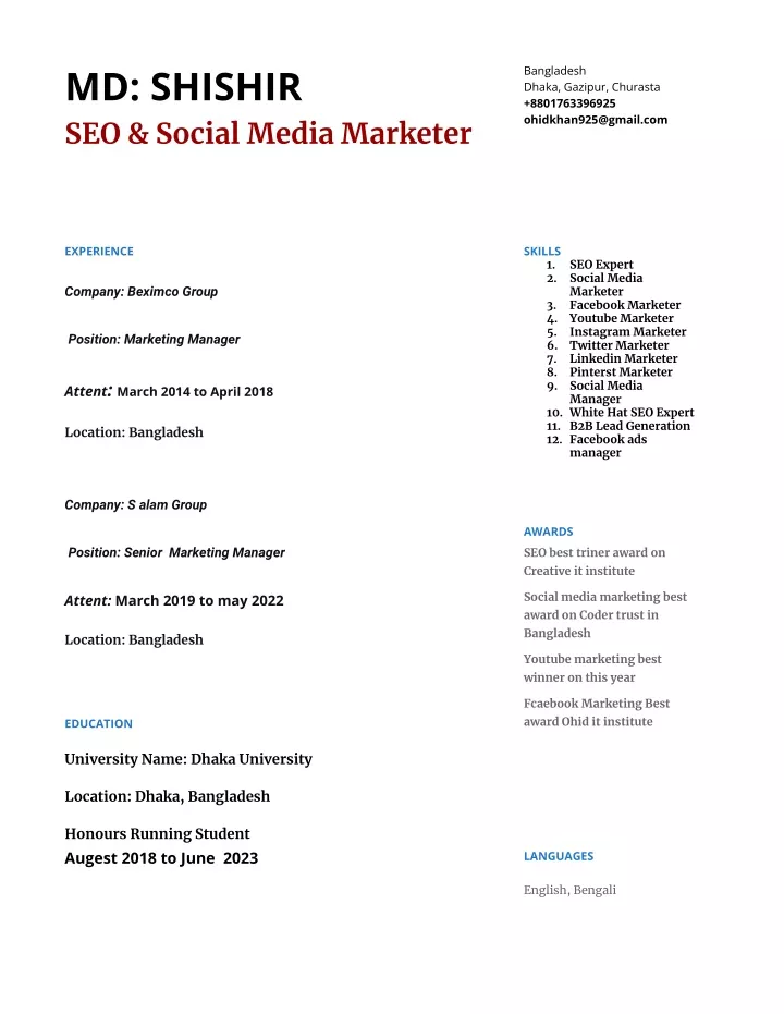 md shishir seo social media marketer