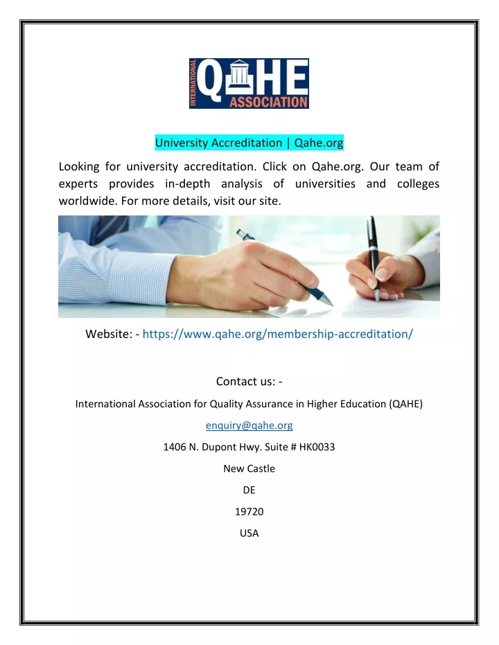 university accreditation qahe org