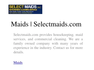 Maids | Selectmaids.com