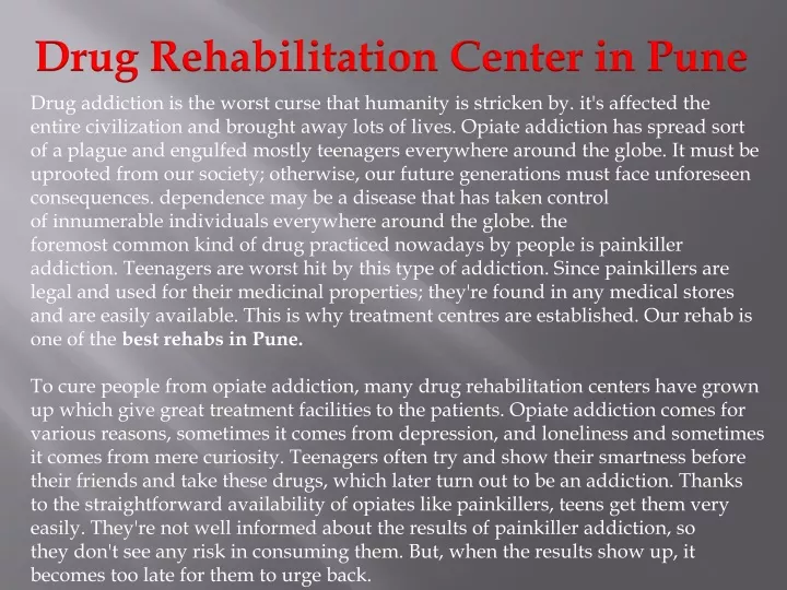 drug rehabilitation center in pune drug addiction