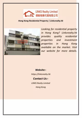 Hong Kong Residential Property  Linksrealty.hk