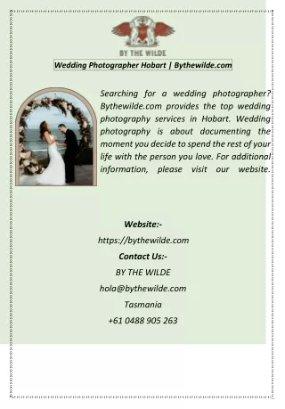 Wedding Photographer Hobart  Bythewilde
