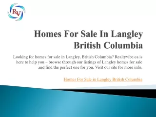 Homes For Sale In Langley British Columbia | Realtyvibe.ca