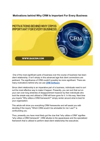 motivations behind why crm is important for every