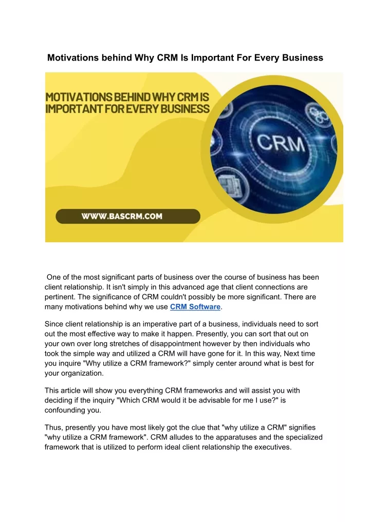 motivations behind why crm is important for every