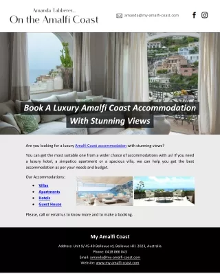 Book A Luxury Amalfi Coast Accommodation With Stunning Views
