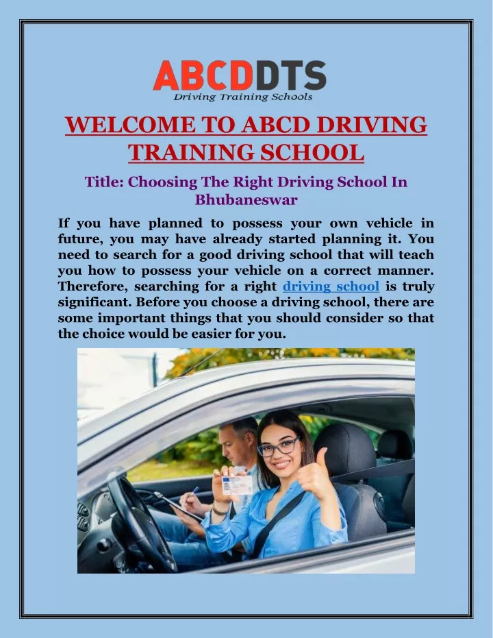 welcome to abcd driving training school