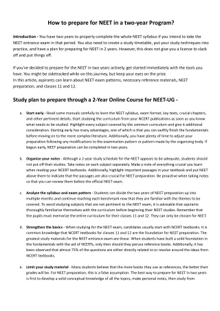 How to prepare for NEET in a two-year Program?