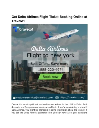 Get Delta Airlines Flight Ticket Booking Online at Travelo1